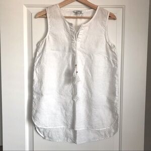 Ellen Tracy White Linen Tank Top